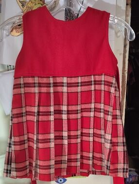 Red Plaid Sleeveless Kids Dress - Brand Unspecified